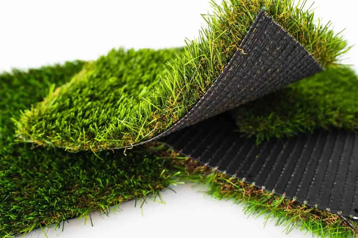 Types of artificial turf showing layered synthetic grass with backing and fibers for landscaping and sports fields